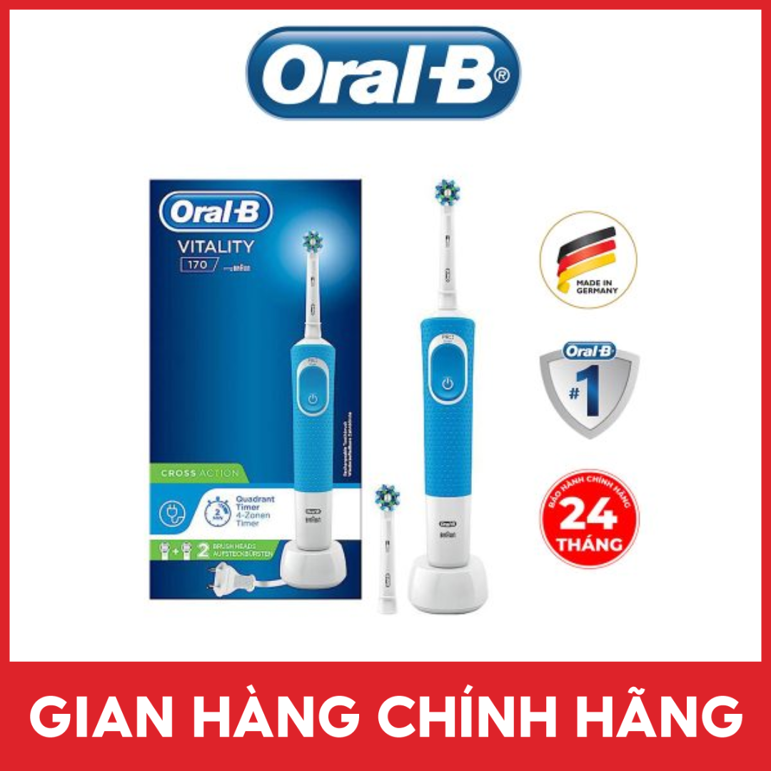Bàn Chải Đánh Răng Điện Oral-B Vitality 170 Crossaction - 2 Đầu Bàn Chải -  Brand Partner Vietnam